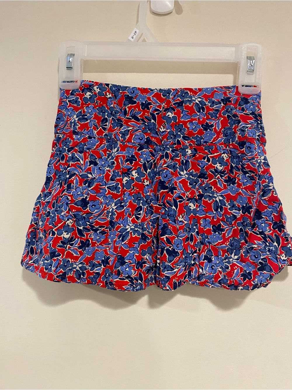 Crewcuts Red Floral Skirt with Blue Flowers